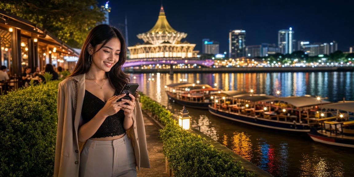 Kuching user accessing mobile casino on a smartphone
